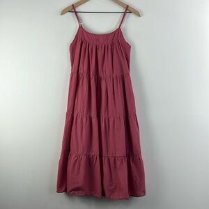 Nation LTD Felicity Pink Tiered Strappy Pima Cotton Midi Dress Womens Size XS